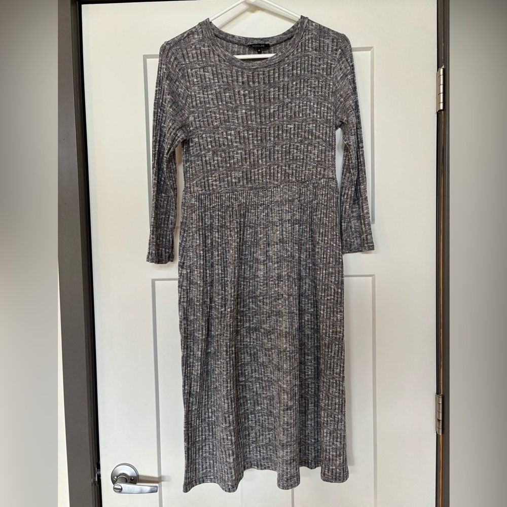 Gray Knit Long Sleeve Dress